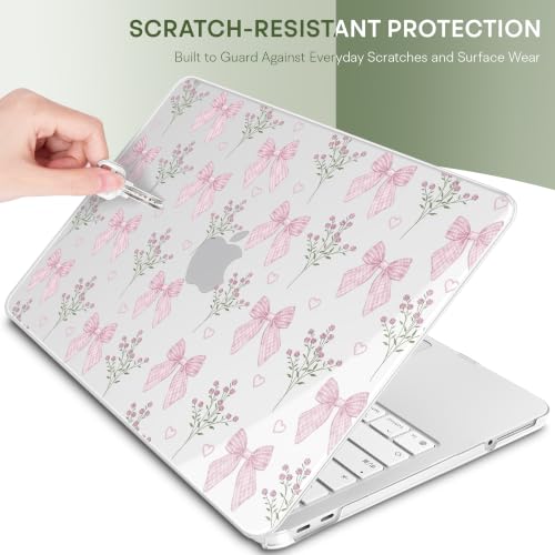 May Chen Compatible with MacBook Neo 13 inch Case 2026 Model A3404, Plastic Hard Shell,Keyboard Cover,Screen Protector,Dust Plug, for MacBook Neo 13" with A18 Pro Chip, Flower & Bow - color: Flower & Bow