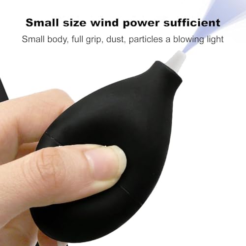 Portable Air Duster for Electronics - Cordless Compressed Air Blower for Keyboard, Camera, Lens, Watch, Hearing Aids - Mini Pump Cleaner with Short Nozzles (Black)