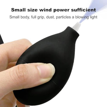 Portable Air Duster for Electronics - Cordless Compressed Air Blower for Keyboard, Camera, Lens, Watch, Hearing Aids - Mini Pump Cleaner with Short Nozzles (Black)