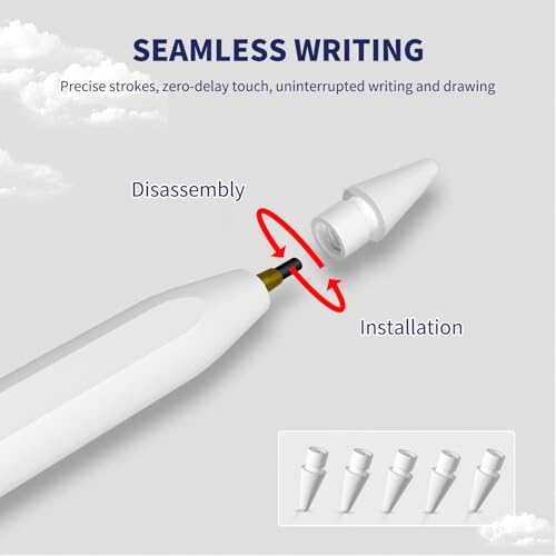 Stylus Pen for iPad,(2018-2026) Fast Charge with Tilt Sensitivity & Palm Rejection Compatible with iPad Pro 11"/12.9", iPad mini 5/6, iPad Air 3/4/5, iPad 6/7/8/9/10 (White) - color: White