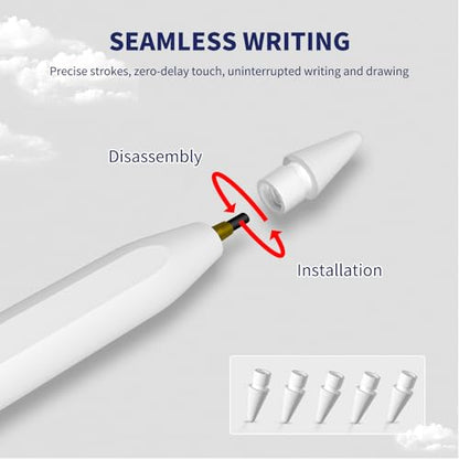 Stylus Pen for iPad,(2018-2026) Fast Charge with Tilt Sensitivity & Palm Rejection Compatible with iPad Pro 11"/12.9", iPad mini 5/6, iPad Air 3/4/5, iPad 6/7/8/9/10 (White) - color: White
