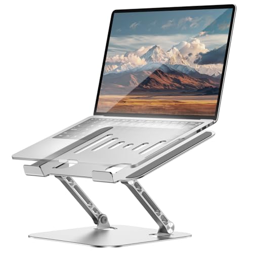 Laptop Stand for Desk Adjustable Computer Stand Foldable Laptop Riser Notebook Holder Adjustable Height for MacBook PC Computer Notebook Office Desk Accessories 10-17 Inch - color: Silver