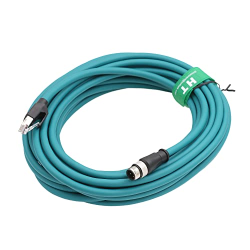 M12 4 Pin D-Coded RJ45 Ethernet Power Data Cable Waterproof Shielded Flexible Resisting Sun UV Oils for Vision Sensor Camera Network Switch Router 30m - size: 30m