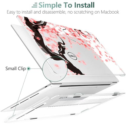 Batianda Pink Cherry Blossoms for Dell XPS 13 Laptop 2024 2025 | Fits Model 9340/9345/9350 13.4" Display, Lightweight Slim Hard Shell Protection for Girls, Students and Cherry Blossom Lovers - color: Cherry blossoms