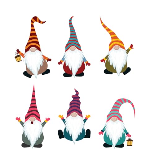 6 x Gnomes Laptop Stickers Set - Cute Gnome Sticker Decals for Laptop - Computer Laptop Decals Aesthetic - Skateboard, Journal and Water Bottle Stickers - style: Large Gnome Stickers (Set of 6)