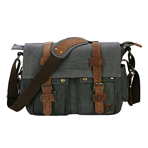 Men's Lightweight Vintage Waterproof Canvas DSLR SLR Shockproof Camera Shoulder Messenger Bag Sling Bag - color: Dark Grey