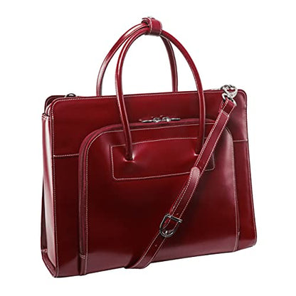 McKlein LAKE FOREST, 15" Leather Business Women Laptop/Tablet Briefcase Bag/Leather Case, Computer Travel Case, Laptop Professional Shoulder Bag - color: Red