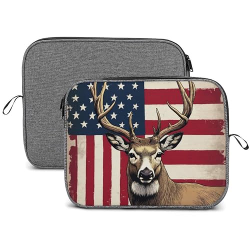 Laptop Case, Adult Reusable Lightweight Protective Laptop Sleeve, Portable Computer Carrying Cover for Travel, Office, American US Flag Hunting Camo Deer, 14inch - color: Style(961), size: 14inch