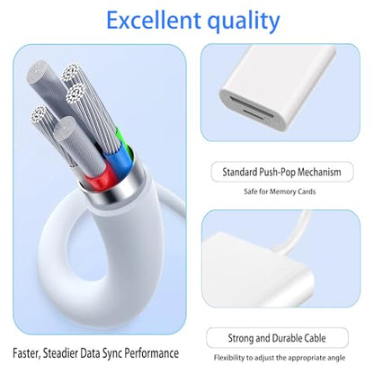 USB C SD Card Reader, Dual Slot SD & MicroSD Adapter for iPhone | Dual-slot SD & microSD reader for iPhone, iPad, MacBook, Android and USB-C devices; plug and play for camera photos.