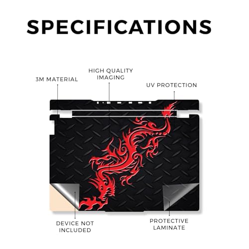 Laptop Skin Compatible with Lenovo Legion 5 Gaming Laptop (15IRX9) 2024 - Red Dragon - Premium 3M Vinyl Protective Wrap Decal Cover - Easy to Apply | Crafted in the USA - color: Red Dragon, size: Legion 5 Gaming (15IRX9) 2024 Top Skin Only, style: Matte F