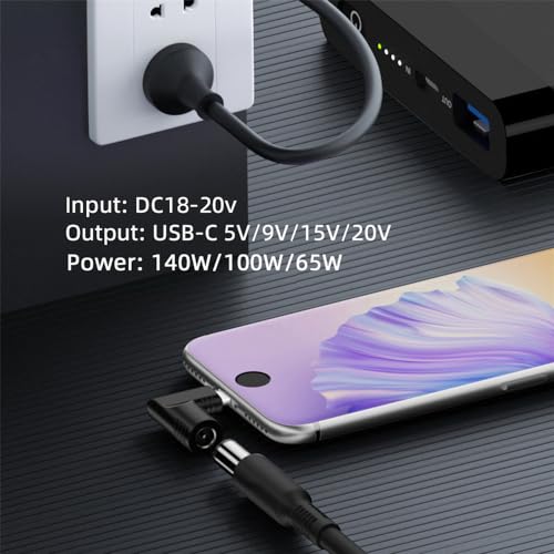 140W 100W DC Jack 4.5x3.0mm Input to USB-C Type-C Angled 90 Degree Power Plug Charge Adapter for Laptop Phone - style: 4.5x3.0mm 140W