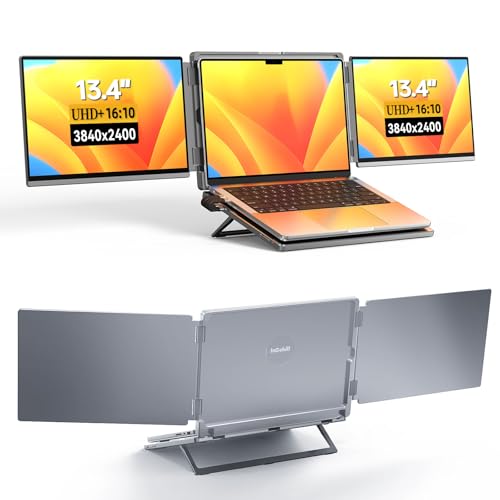 Intehill 4K Laptop Screen Extender, 13.4" Dual Screen Monitor for Laptop, 3840x2400 Anti-Glare Portable IGZO Display, 100% sRGB 500 Nits Brightness Foldable Plug-Play Portable Travel Monitor, LR13U | 3840x2400 Dual Screen Monitor for Laptop, 100% sRGB 500