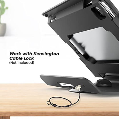 Tablet POS Stand - Heavy Duty Steel Kiosk Stand with 360° Swivel Base Anti-Theft - Compatible with 10.9" iPad 10th, Pro 11" 1 2 3 4, Air 4 5, Air 11"(M2/M3/M4), iPad 11"(A16) - color: Black