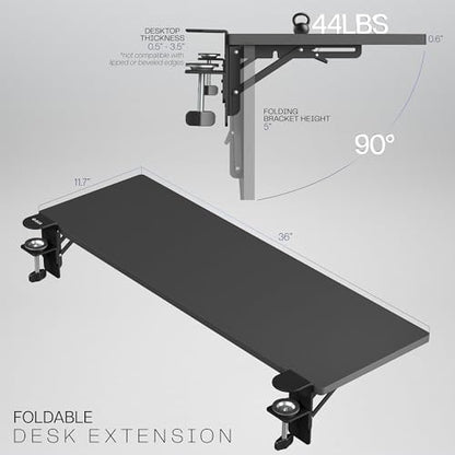 VIVO Black Clamp-on 36 x 12 in Desk Extender, DESK-EXT36 | Foldable, Wrist Support Arm Rest, Office Keyboard Tray, Side Table Extension Attachment - size: 36 x 12", style: Extender