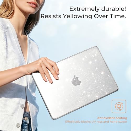 EooCoo for MacBook Neo Case 13 inch 2026, 100% Match Color, Sparkly Clear | Lightweight, Protective Hard Shell Case & Keyboard Cover & Screen Film, Model A3404 with A18 Pro Chip - color: Sparkly Clear