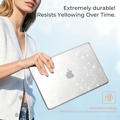EooCoo for MacBook Neo Case 13 inch 2026, 100% Match Color, Sparkly Clear | Lightweight, Protective Hard Shell Case & Keyboard Cover & Screen Film, Model A3404 with A18 Pro Chip - color: Sparkly Clear