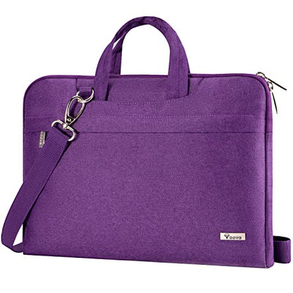 Voova 17 17.3 Inch Laptop Sleeve Case, Slim Women Men Shoulder Hand Bag Compatible with Razer Blade Pro 17, Lenovo Dell Asus Acer HP Notebook Messenger Briefcase with Strap, Waterproof, Purple | Splash-proof 17.3-inch laptop sleeve with handle and removab