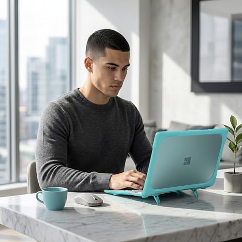Batianda Durable Stand Case for Microsoft Surface Laptop 13.8 Inch, Blue | Ergonomic Foldable Stand, Heavy Duty Matte Hard Shell, Fits 2024-2026 Surface Laptop 7/8th Edition for Business 13.8 Inch - color: Blue