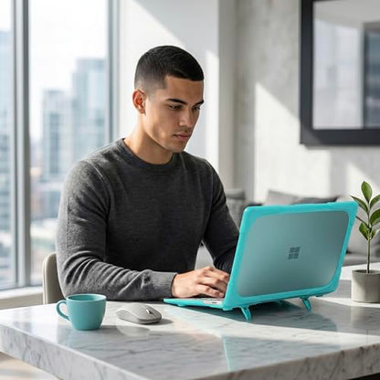 Batianda Durable Stand Case for Microsoft Surface Laptop 13.8 Inch, Blue | Ergonomic Foldable Stand, Heavy Duty Matte Hard Shell, Fits 2024-2026 Surface Laptop 7/8th Edition for Business 13.8 Inch - color: Blue