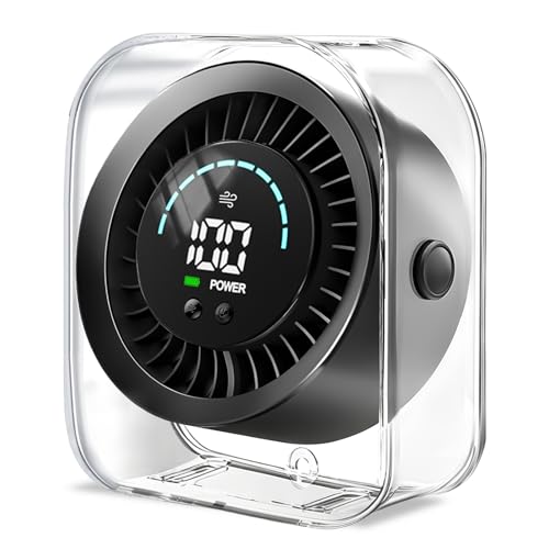 Desk Fan Small Quiet, Rechargeable USB Table Fan with Turbo Airflow, 100 Speeds LED Display, 360° Rotation, Portable Battery Powered Desktop Fan for Bedroom Home Office Travel, Black - color: Black