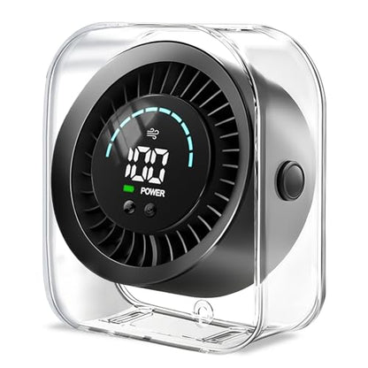 Desk Fan Small Quiet, Rechargeable USB Table Fan with Turbo Airflow, 100 Speeds LED Display, 360° Rotation, Portable Battery Powered Desktop Fan for Bedroom Home Office Travel, Black - color: Black