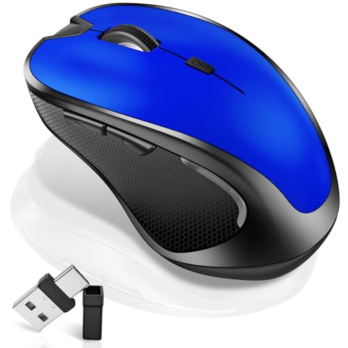 Mouse for MacBook Wireless Bluetooth Mouse Laptop MacBook Air Mac Pro Rechargeable Silent PC iPad Optical Mouse with Jiggler Dual Mode Switch Bluetooth 5.2/3.0 and 2.4GHz USB Type-C Receiver Blue - color: 2.Bluetooth Wireless Mouse (Blue)