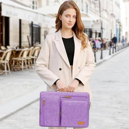 MOSISO 360 Protective Laptop Case 15 inch, 15 inch Laptop Sleeve Compatible with MacBook Air M5 M4 M3 M2 2026-2023, Dell XPS Plus, Side Open Carrying Case with 4 Zipper Pockets&Handle, Lilac - color: Lilac, size: 15 inch