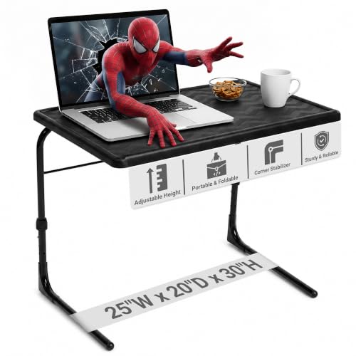 Table-Mate TV Tray Table | Portable Desk Folding Dinner Tray, Couch Table Trays for Eating Snack Food, Portable Laptop Desk, Bed Trays for Eating | Adjustable TV Trays with 3 Angles and Cup Holder - size: 20"D x 25"W x 30"H