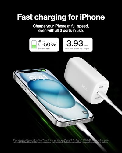 Belkin 3-Port USB C Charger Block 67W - PPS USB-C PD3.1 PPS Super Fast Charging - Samsung Galaxy S26, Apple iPhone 17, Air, Pro, MacBook, AirPods, Apple Watch, Nintendo Switch 2 & More - White, 2-Pack - style: White 2-pack