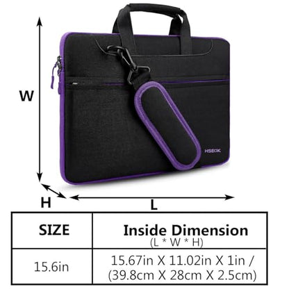 Hseok Laptop Shoulder Bag 15 15.6 16 Inch Briefcase,Compatible MacBook Pro/Neo 16",MacBook Air/Pro 15,XPS 15/16 and most 15.6-16 and Most 15-16 Notebooks,Spill-Resistant Handbag,Black Purple - color: Black Purple, size: 15-16 inch