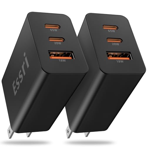 2-Pack 65W USB C Charger Block, 3-Port PD 3.0 Fast Charging Wall Plug | Power Adapter with 65W Type C Ports for iPhone 17/16/15/14/13 Pro Max,for iPad Pro/Air/Mini,Galaxy S26 / S25 and More-Black - color: Black