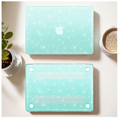 Green Glitter Case for MacBook Air 13 inch 2022-2018 M1 A2337 A2179 A1932, Glitter MacBook Air M1 Case - Shiny Bling Sparkle Plastic Hard Shell & Keyboard Cover for MacBook Air 13.3 inch - color: # PC+Green Glitter
