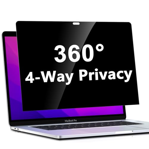 PYS 4 Way 360 Degree Macbook Air Privacy Screen for MacBook Air 13 Inch (2018-2021, M1),4 Directions Horizontal and Vertical All Around Anti Spy macbook privacy Film,Anti-Glare Protector - color: Black, size: 13.3 inch