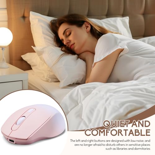 Wireless Gradient Color Bluetooth Mouse,Dual Mode Rechargeable Silent Slim Laptop Mouse,Portable(BT5.2+USB Receiver) Computer Mice,for Laptop,Desktop Computer,ipad Tablet,Phone,Mac(Gradient Pink) ﻿ - color: Gradient pink