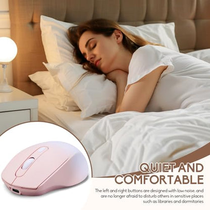 Wireless Gradient Color Bluetooth Mouse,Dual Mode Rechargeable Silent Slim Laptop Mouse,Portable(BT5.2+USB Receiver) Computer Mice,for Laptop,Desktop Computer,ipad Tablet,Phone,Mac(Gradient Pink) ﻿ - color: Gradient pink