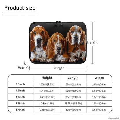 Basset Hound Printed Laptop Bag for Women Men, Lightweight Laptop Case Bag Protective Computer Case Bag 17 Inch Briefcase with Zipper, Easy to Carry Computer Carrying Cover - color: Basset Hound-Brown, size: 17 Inches