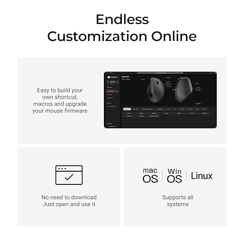 Keychron M5 Wireless Ergonomic Mouse, Compact Vertical Mice with Thumb Wheel, Silent Clicks, 2.4 GHz/Bluetooth/Wired Rechargeable, Customizable Buttons, for Laptop macOS/Windows - Black - size: PixArt 3311 (1K Polling Rate)