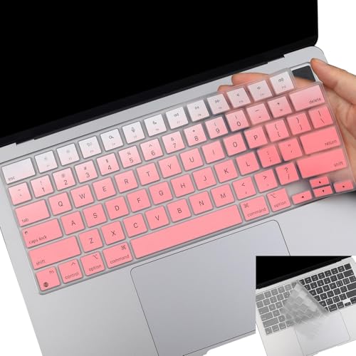 2 Pack Keyboard Cover for MacBook Pro 14" 16" M5-M1 Pro/Max 2026-2021 A3426 A3427 A3428 A3429 A2442 A2779 A2918 A2992 A2485 A2780 A2991,2026-2023 MacBook Air M5-M2 13.6" 15.3" laptop Skin,US Layout-OP - color: OmbrePink+TPU