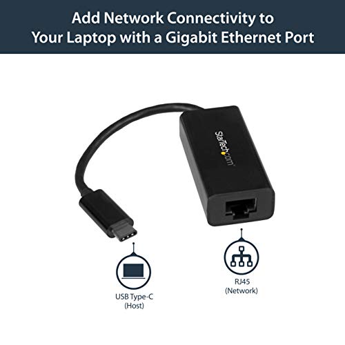 StarTech USB-C Gigabit Ethernet Adapter, Thunderbolt 3/4, RJ45 | Thunderbolt 3/4 Compatible, 10/100/1000 Mbps, USB Bus Powered, Windows, Mac, Linux, ChromeOS - color: Black, size: 1Gbps, style: USB-C