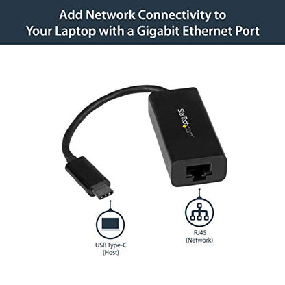 StarTech USB-C Gigabit Ethernet Adapter, Thunderbolt 3/4, RJ45 | Thunderbolt 3/4 Compatible, 10/100/1000 Mbps, USB Bus Powered, Windows, Mac, Linux, ChromeOS - color: Black, size: 1Gbps, style: USB-C