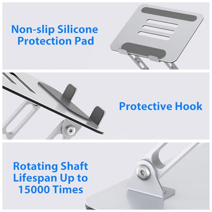 Laptop Stand for Desk, Adjustable Laptop Riser Holder | Metal Foldable Computer Stand Portable Notebook Mount, Ventilated Cooling Tablet Stand Compatible with 10-15.6” Laptops