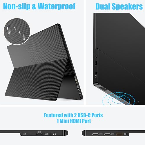 XGaming Portable Monitor 15.6 Inch 1080P FHD IPS USB-C Laptop Monitor, HDMI Computer Display w/Smart Cover & Speakers, Ultra Slim HDR Gaming External Screen for Laptop PC Phone Mac Xbox PS4 Switch