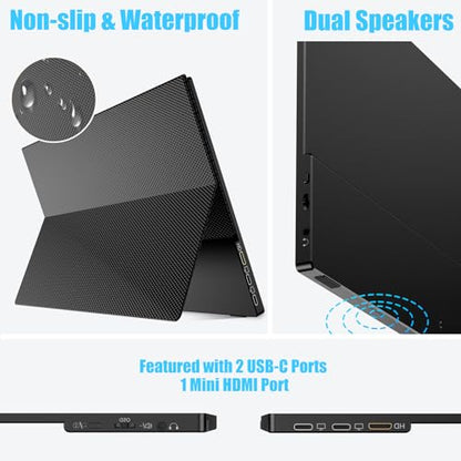 XGaming Portable Monitor 15.6 Inch 1080P FHD IPS USB-C Laptop Monitor, HDMI Computer Display w/Smart Cover & Speakers, Ultra Slim HDR Gaming External Screen for Laptop PC Phone Mac Xbox PS4 Switch