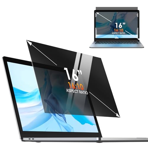 Laptop Privacy Screen Filter 16 Inch 16:10 Aspect Privacy Screen Protector | Easy On/Off Removable Computer Privacy Screen Protector Shield for 16 Inch Blue Light Filter,Anti-Spy,UV Block,Anti-glare - size: 16"-16:10