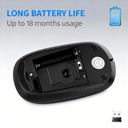 Unipows Wireless Mouse-2.4G Slim Portable Computer Mouse, Black | Nano Receiver, Less Noise Mobile Optical Mice for Notebook, PC, Laptop, Desktop - color: Black
