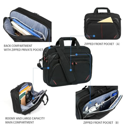 KROSER Laptop Bag 15.6 Inch Briefcase Messenger Bag Water Repellent Computer Case Shoulder Bag Durable Tablet Sleeve for Business/College/Women/Men - Black/Red - color: Black/Red, size: 15.6 INCH