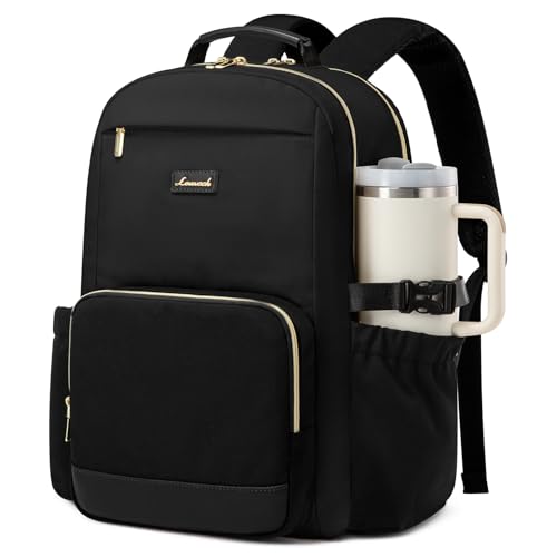 LOVEVOOK Laptop Backpack for Women with Pouch Pocket for Large Capacity Cup,15.6 Inch Laptop Computer Bag Travel Backpack Purse,Waterproof Work Business Backpack College Teacher Bags,Black - color: Black, size: 15.6 Inch