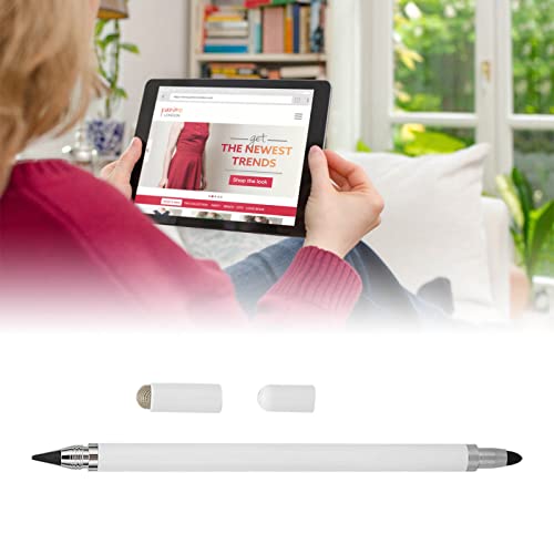 3 in 1 Stylus Pen, Universal Capacitive Stylus with 3 Replaceable Tips, No Battery Needed Touch Screen Pen fo Tablet, Phone, Drawing & Writing (White)