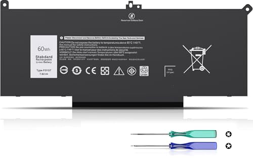 60Wh F3YGT 7490 7480 Battery Replacement for Dell Latitude 12 7000 7280 7290/13 7000 7380 7390 P29S002/14 7000 7480 7490 P28S P28S001 P73G P73G002 DM3WC DM6WC 2X39G KG7VF 451-BBYE 453-BBCF - style: F3YGT
