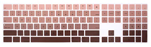 Ultra Thin Silicone Full Size Wire Numeric Keyboard Cover Skin for Mac 2017 Magic Keyboard with Numeric Keypad MQ052LL/A A1843 US Layout,Ombre Brown - color: Ombre Brown